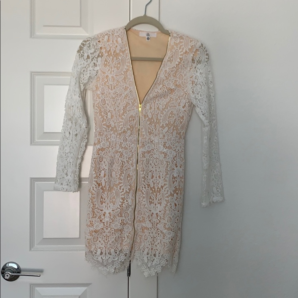 Missguided Zip Front Lace Mini Dress - Picture 2 of 6